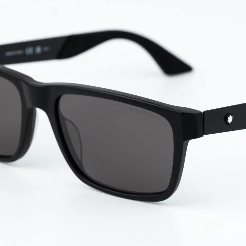 Montblanc Men Sunglasses Matte Black Grey Rectangle MB0299S 005 NEW AUTHENTIC